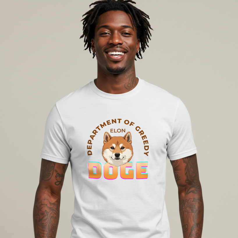 DOGE: Department of Greedy Elon | Meme Cryptocurrency Satire T-Shirt | Funny Crypto Fan Gift Idea