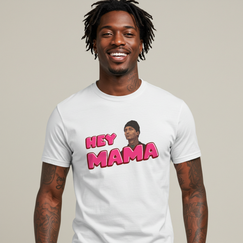 Funny "Hey Mama Art" Graphic Tee for Men | Soft Cotton Casual Shirt | Dad Joke Gift