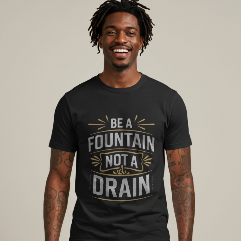 Motivational "Be a Fountain" Men's T-Shirt | Positive Vibes Tee | Mindset Gift - Image 2