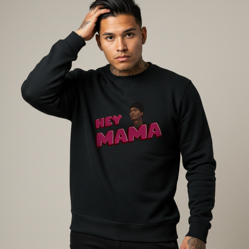 Funny “Hey Mama Sweatshirt Art” Graphic Tee for Men | Soft Cotton Casual Shirt - Image 2