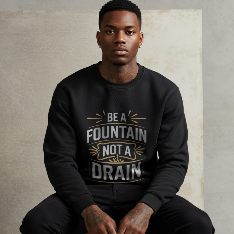 Be a Fountain, Not a Drain" Sweatshirt – Positive Vibes Only Motivational Wear