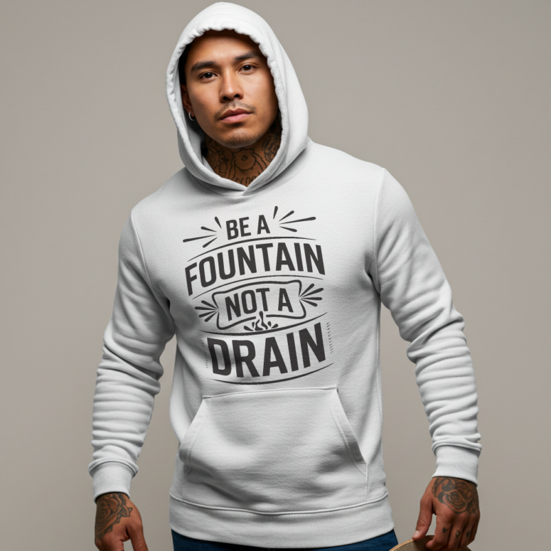 Be a Fountain, Not a Drain" Hood – Positive Vibes Only Motivational Wear - Image 2