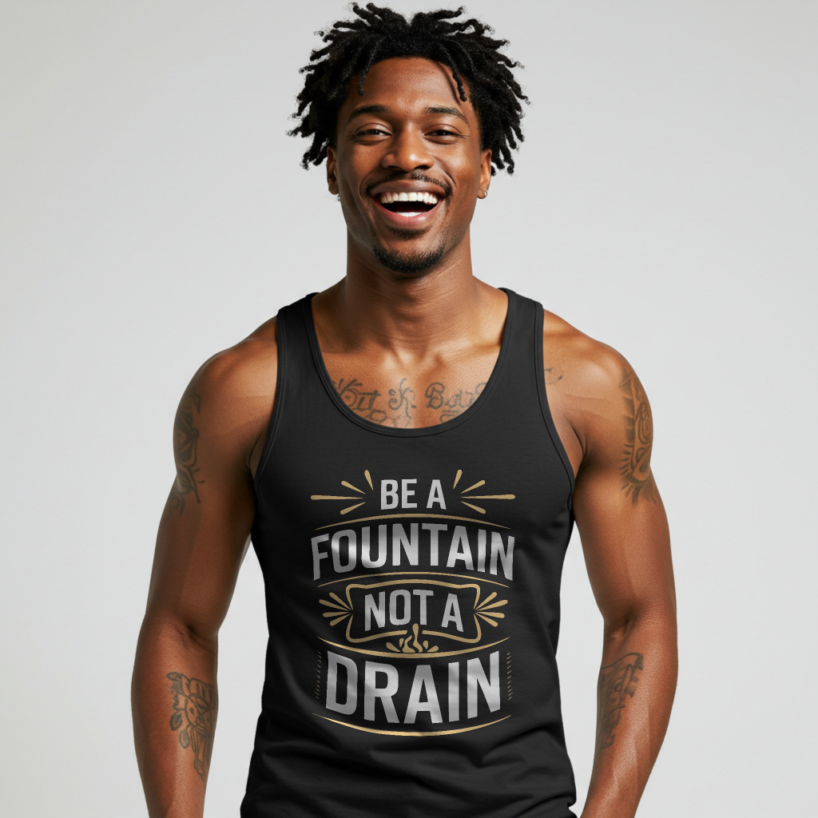 Be a Fountain, Not a Drain" Motivational Tank Top – Positive Vibes Tee