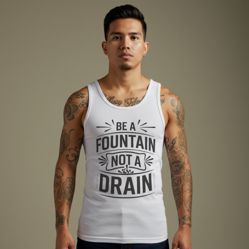 Be a Fountain, Not a Drain" Motivational Tank Top – Positive Vibes Tee - Image 2
