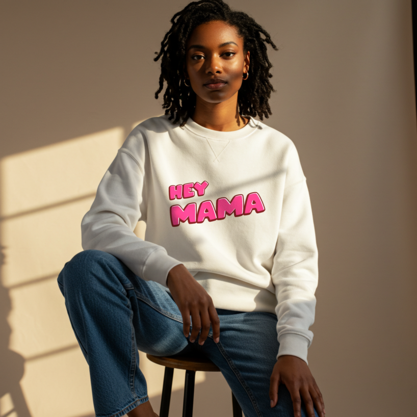 Hey Mama Sweatshirt – Cute & Comfortable Mom Tribute Tee for Women