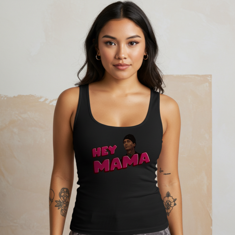 Hey Mama" Women's Graphic Tank Top – Stylish & Comfortable Casual Tee - Image 2