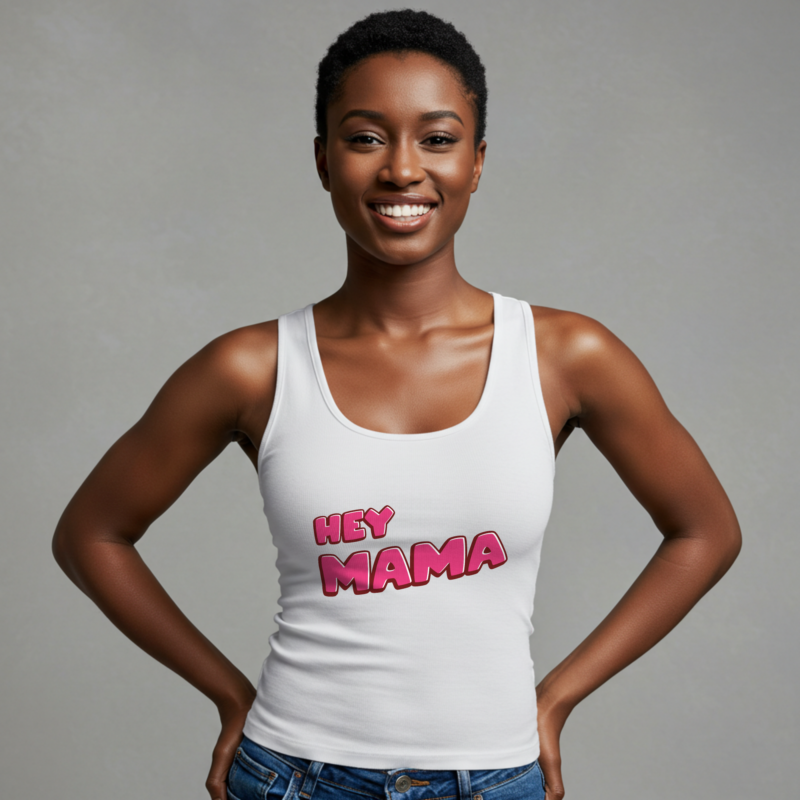 Hey Mama art” Women’s Graphic Tank Top – Stylish & Comfortable Casual Tee