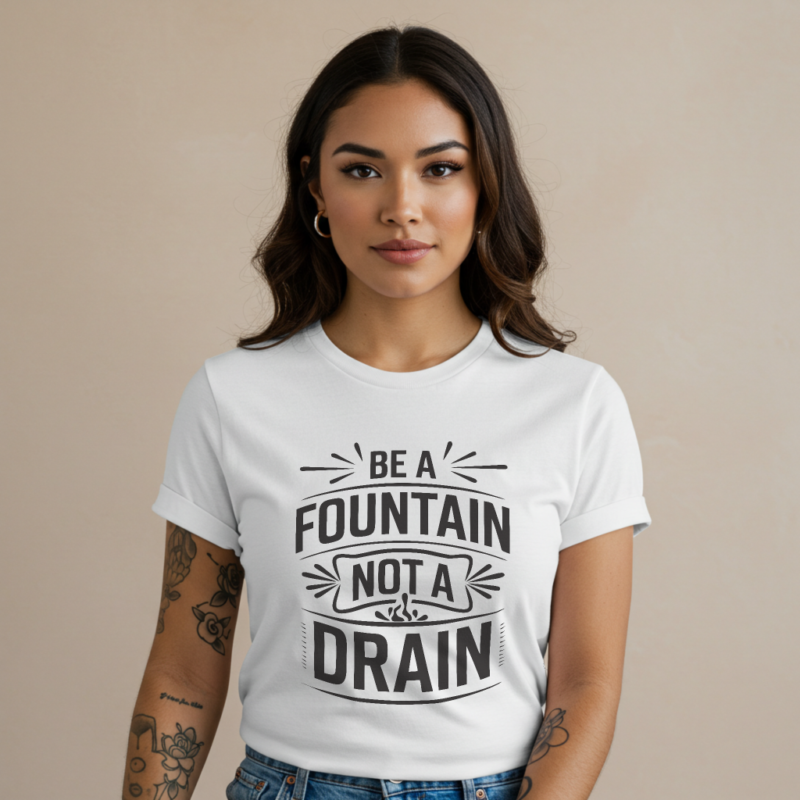 Be a Fountain, Not a Drain" – Uplifting Positive Vibes Tee