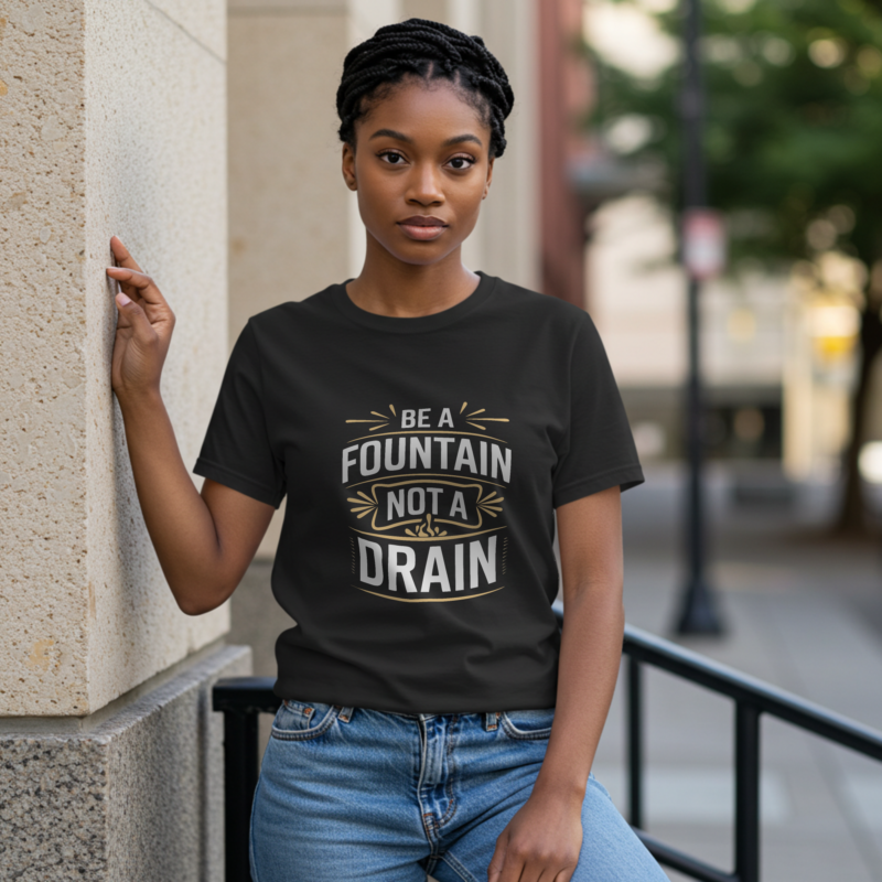 Be a Fountain, Not a Drain" – Uplifting Positive Vibes Tee - Image 2