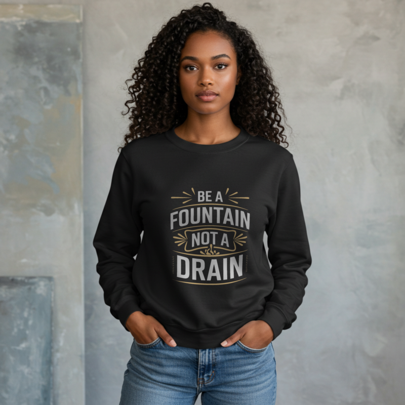 Be a Fountain, Not a Drain" Sweatshirt – Motivational Unisex Hoodie for Positivity Lovers - Image 2