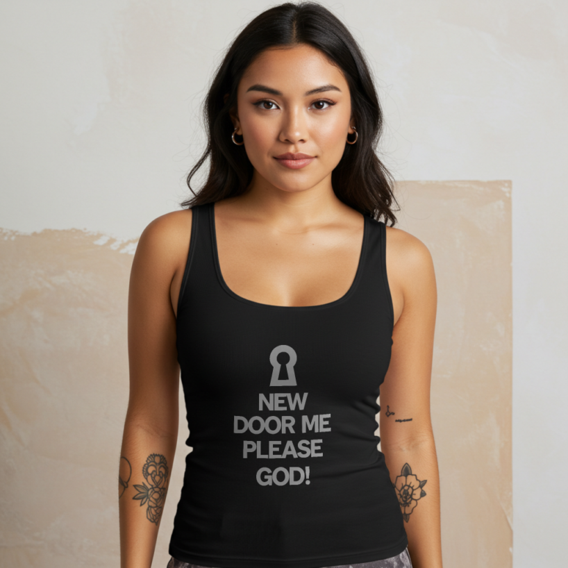 New Door Me Please GOD" Prayer Tank Top – Spiritual & Trendy 2
