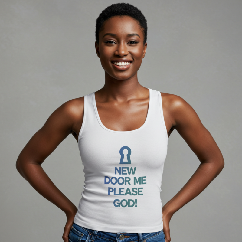 New Door Me Please GOD" Prayer Tank Top – Spiritual & Trendy 2 - Image 2