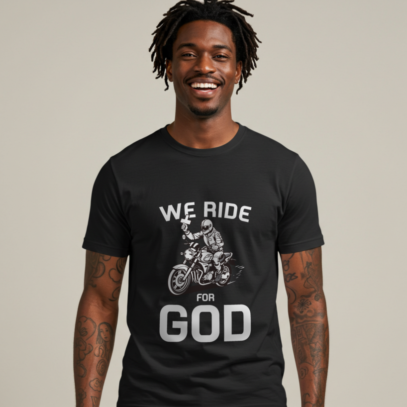 Men's "We Ride for God" Christian T-Shirt - Faith & Biker Style Tee