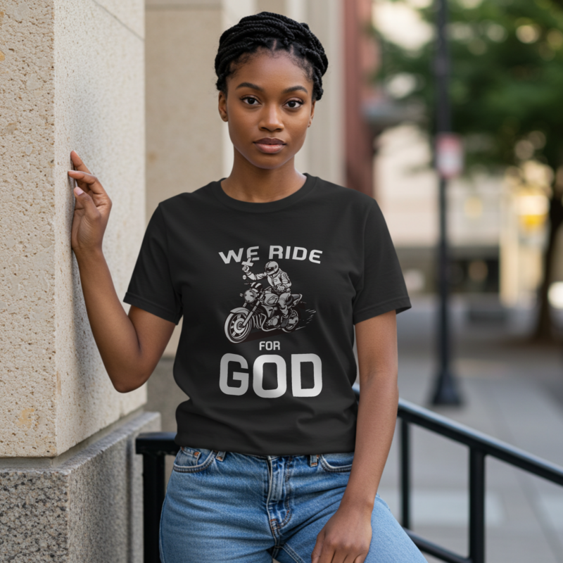 Women's "We Ride for GOD" Christian T-Shirt - Faith & Biker Style Top - Image 2