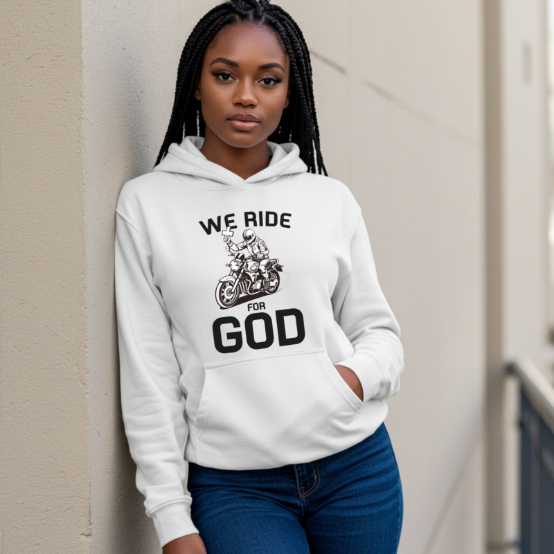 Women's "We Ride for GOD" Christian Sweatshirt - Stylish Faith & Motorcycle Top - Image 2